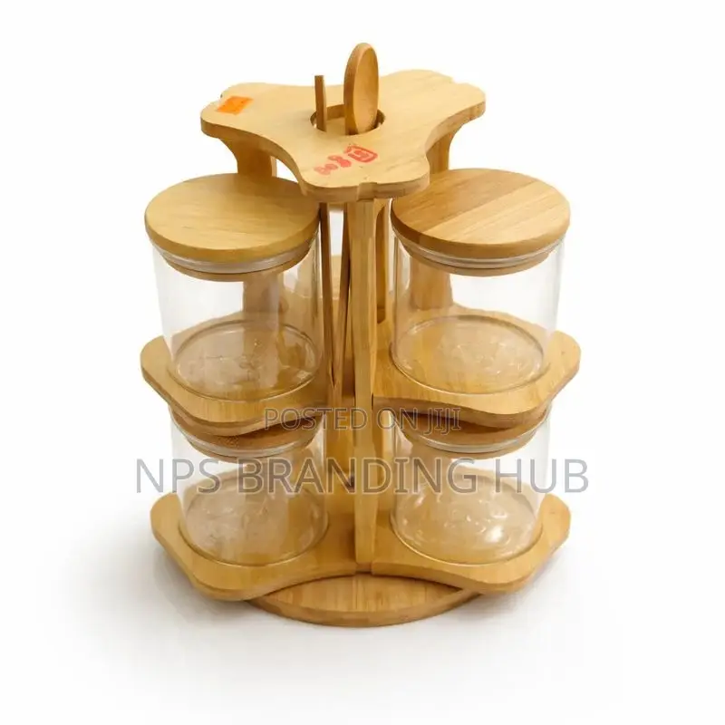 Rotating Jar Set 6pcs Glass Storage (Hbc