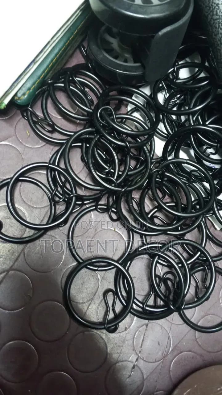 Black Round Curtains Rod Rings . Heavy Duty and Coated