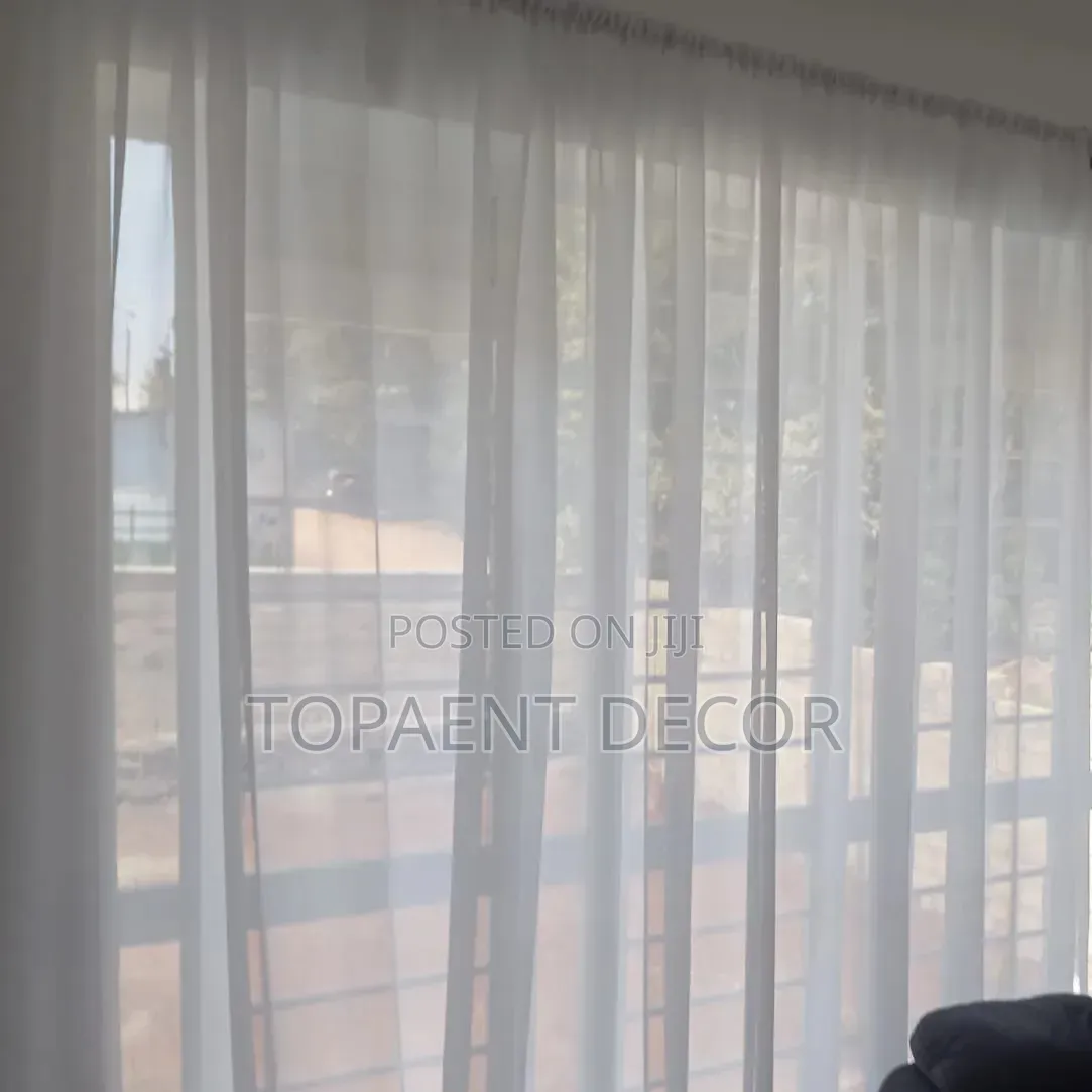 Translucent Plain White Sliding Door Sheer Curtains