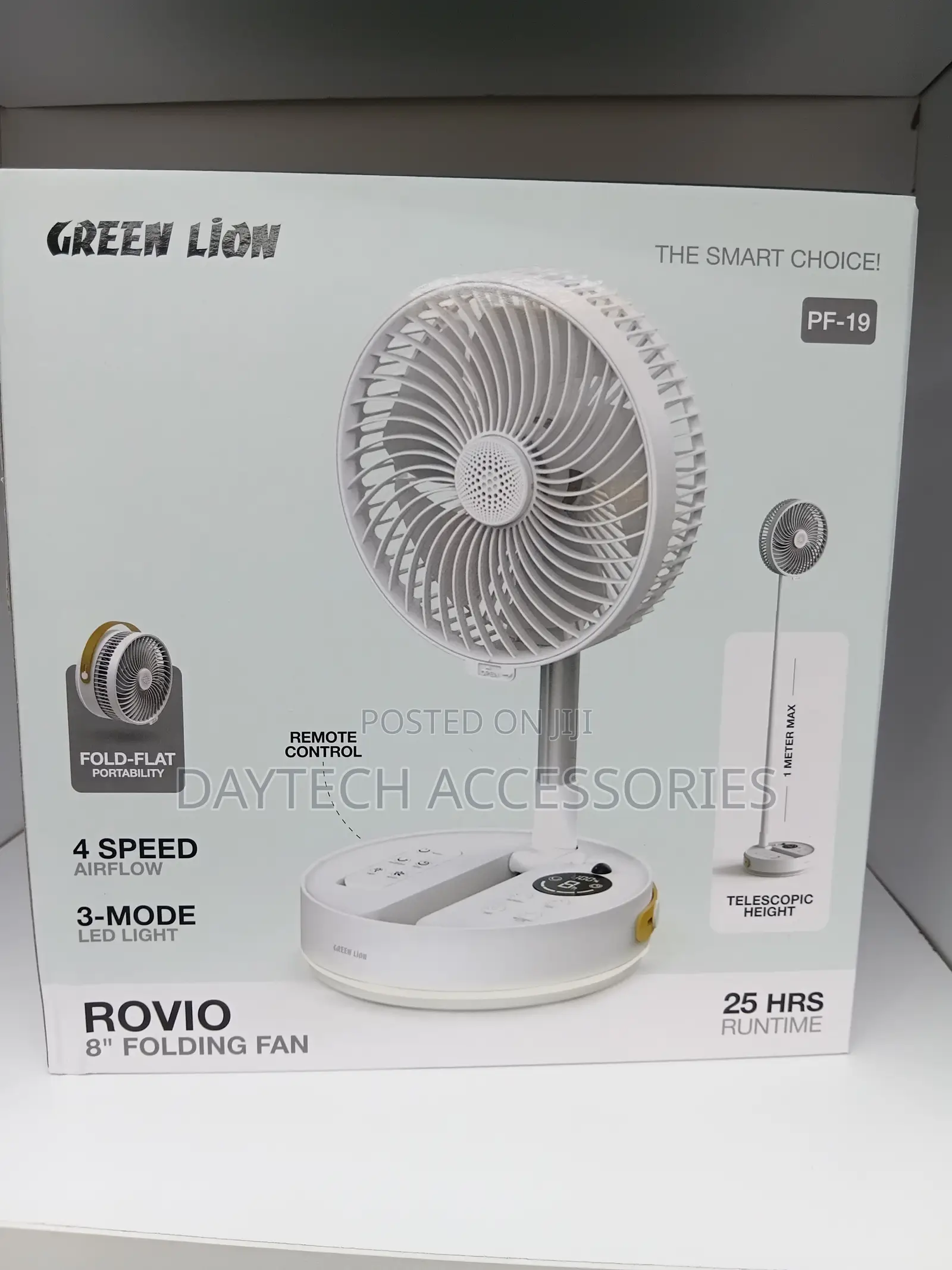 The Green Lion Rovio Folding Fan With 7200mah Rechargeable Battery
