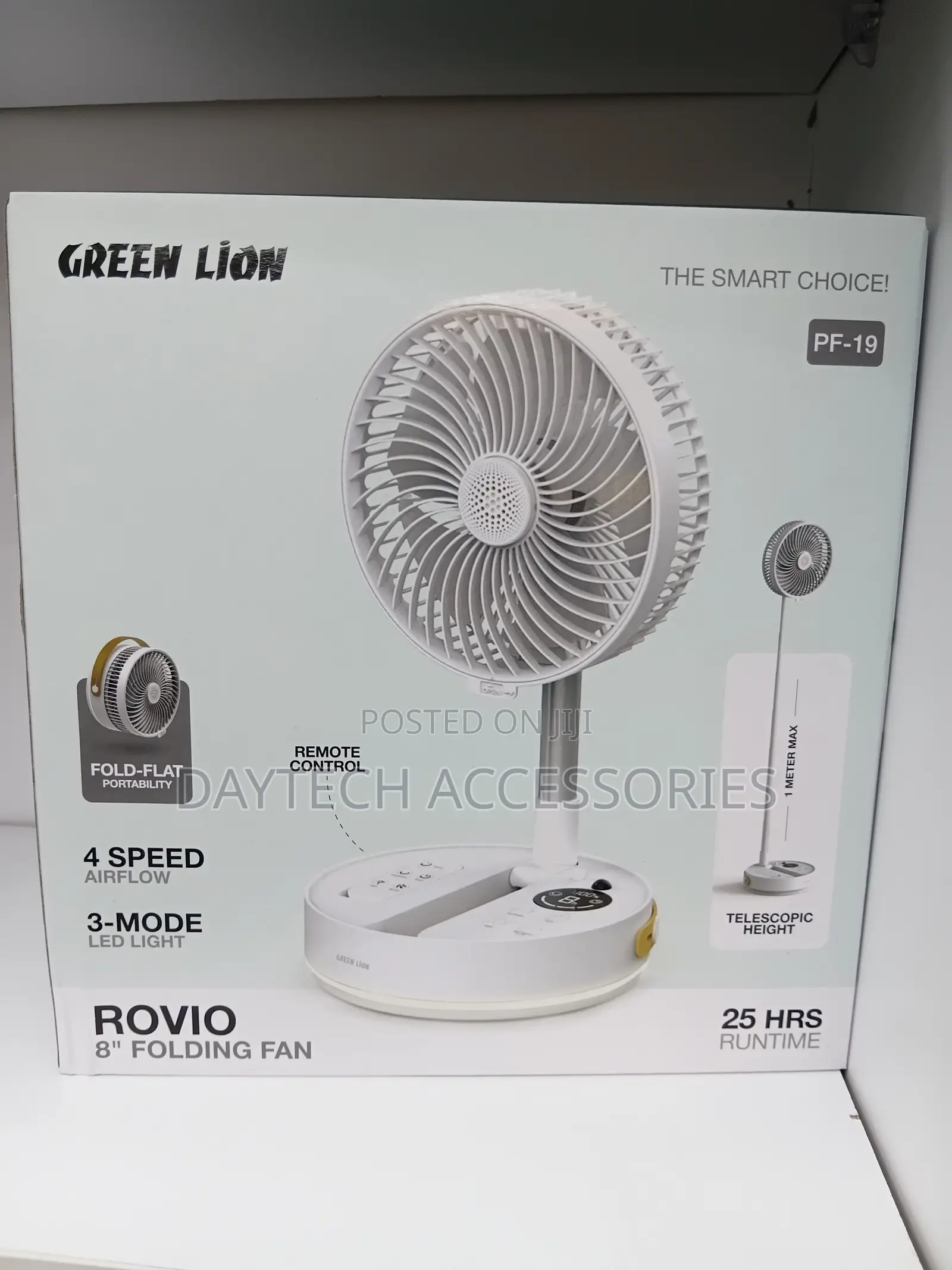 This Is a Green Lion Rovio 8" Folding Fan (Model Pf-19) in White