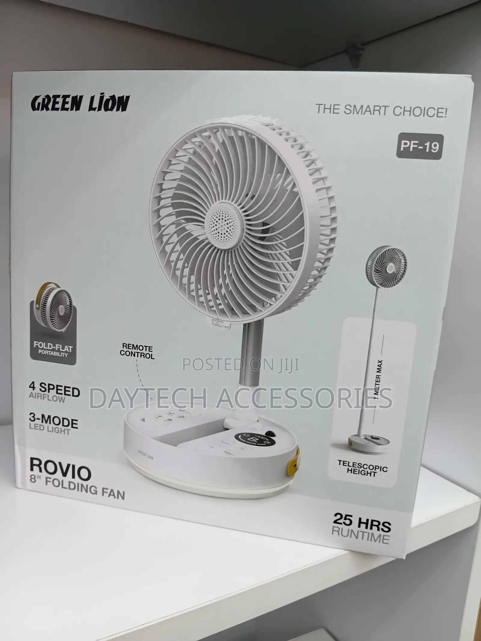This Is a Green Lion Rovio 8" Folding Fan (Model Pf-19) in White