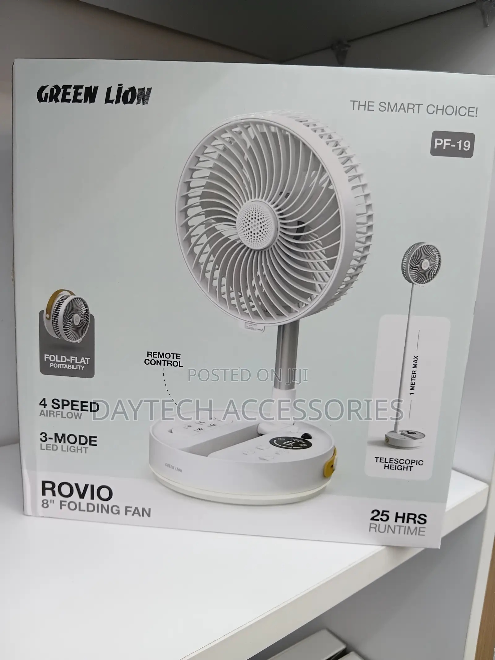 This Is a Green Lion Rovio 8" Folding Fan (Model Pf-19) in White
