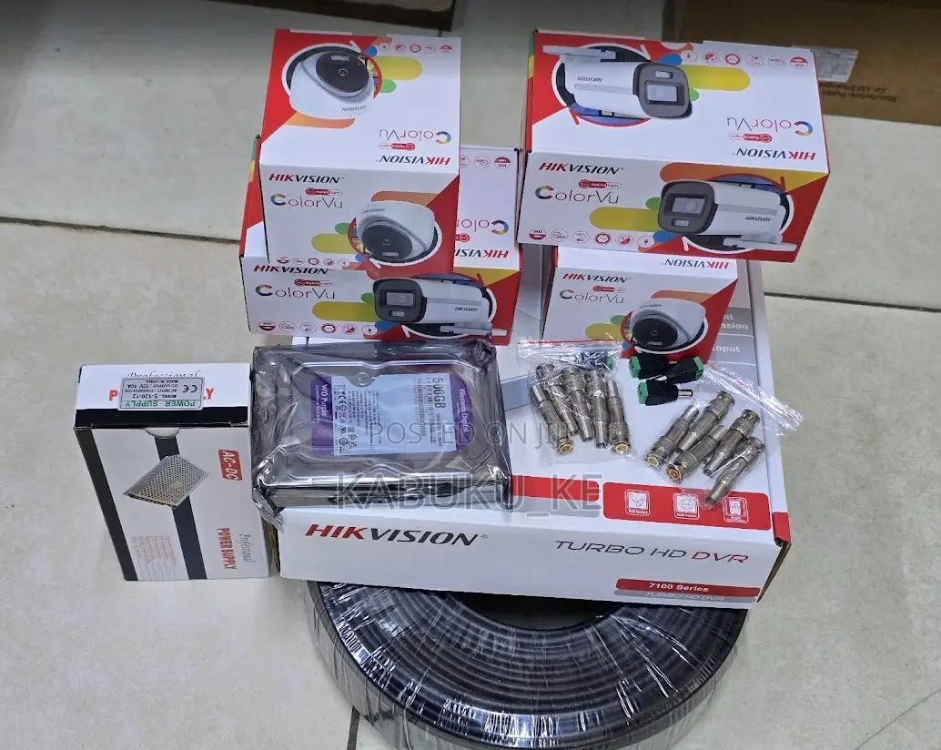 Hikvision Colorvu CCTV Camera 4 Channel Full Kit Colored Camera +Audio