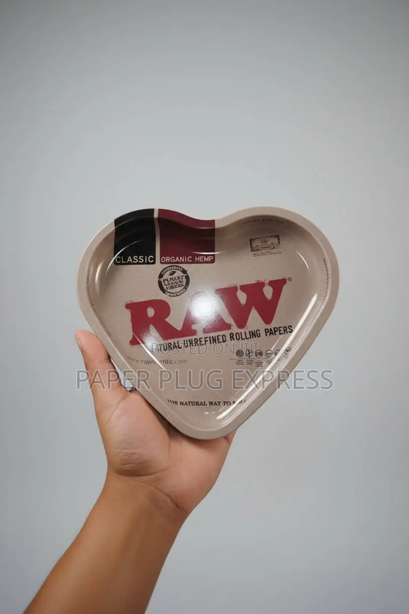Raw Metallic Heart Shape Rolling Tray - Brown Organic Hemp