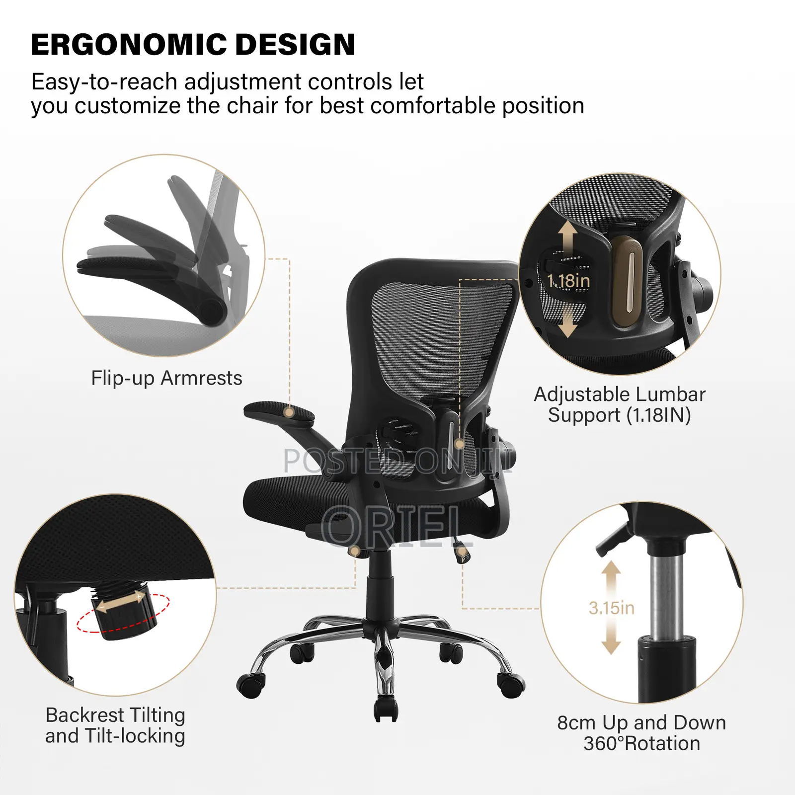 Office Chair : Fabric Ergonomic Office Chair