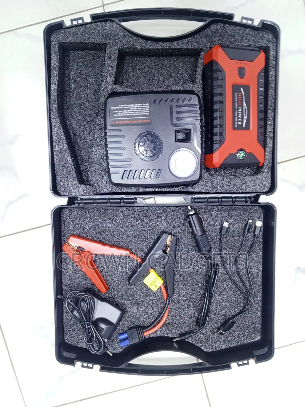 Emergency Vehicle Jump Starter Power Bank With Air Compressor