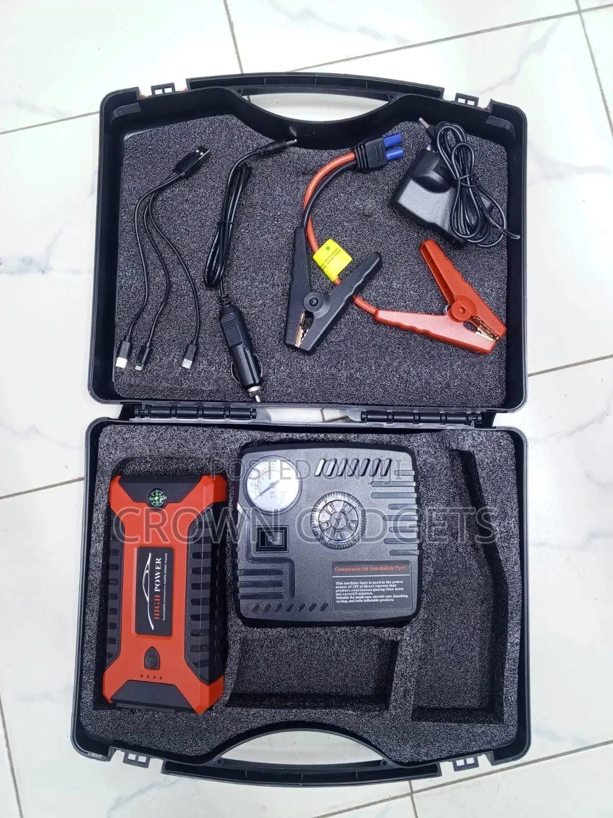 Portable Car Jump Starter With Air Compressor and Power Bank