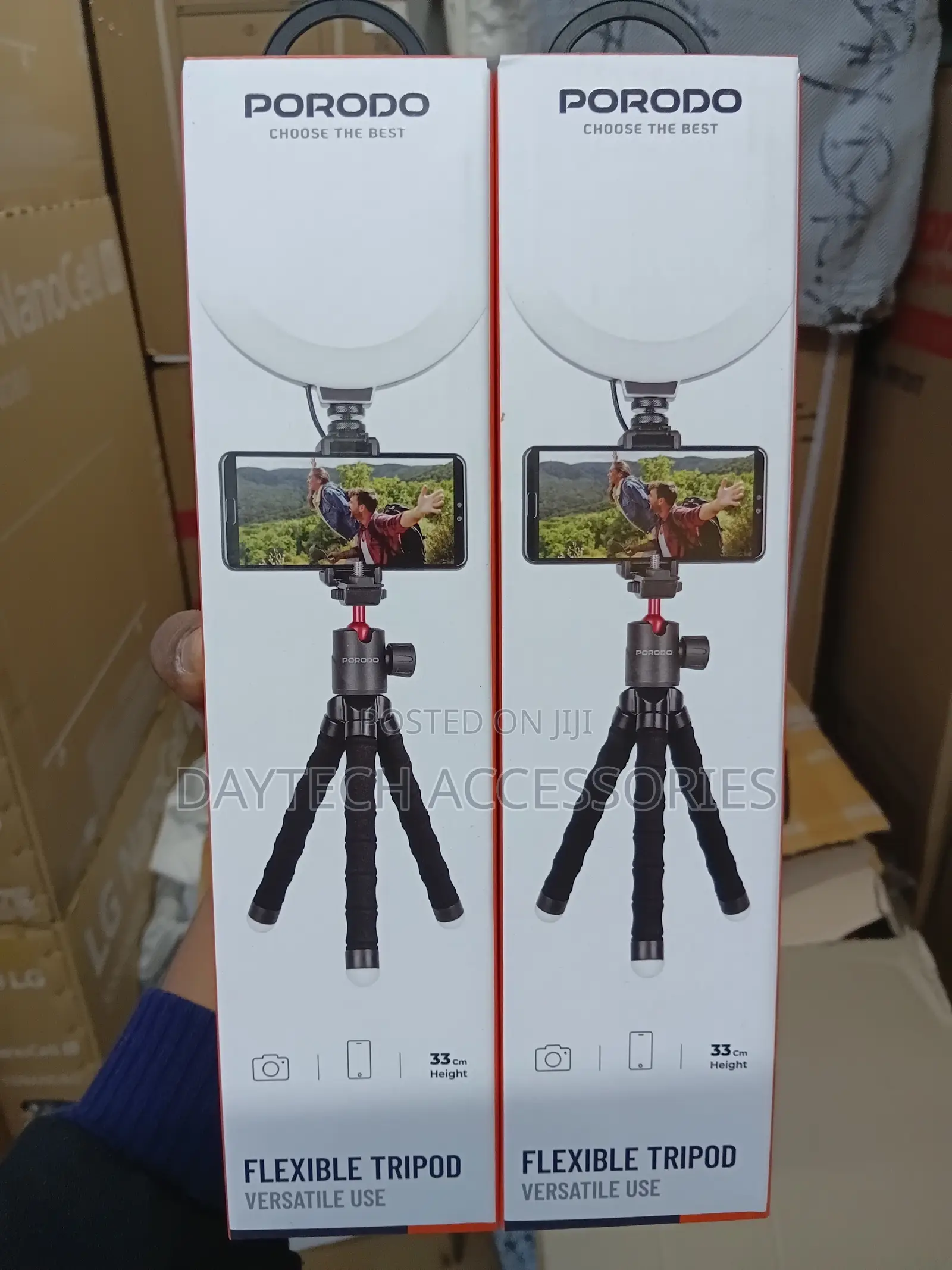 Porodo Table Flexible Tripod With Phone Holder - Black