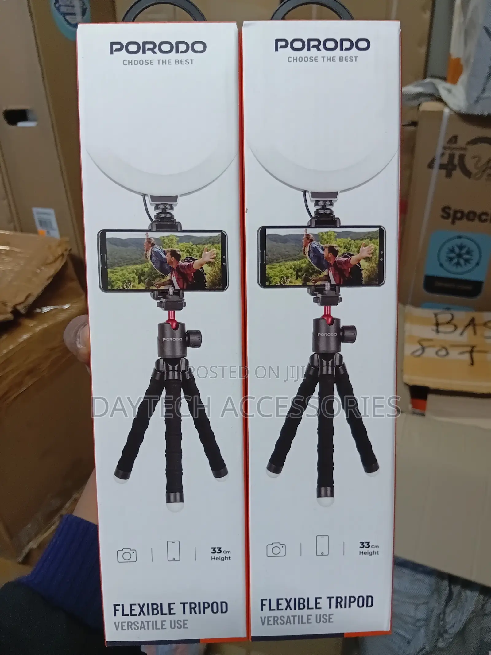 Porodo Table Flexible Tripod With Phone Holder - Black