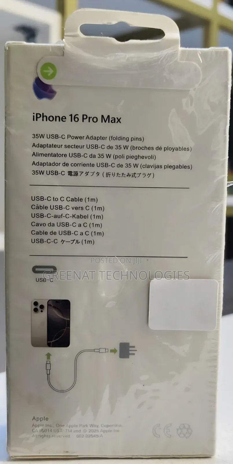 iPhone 16 Pro Max 35w Usb Power Adapter Usb-C to Lightning Cable