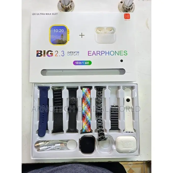 I20 Smart Watch Wireless Earphones Assorted 7 Strap Max Suit 10-in-1