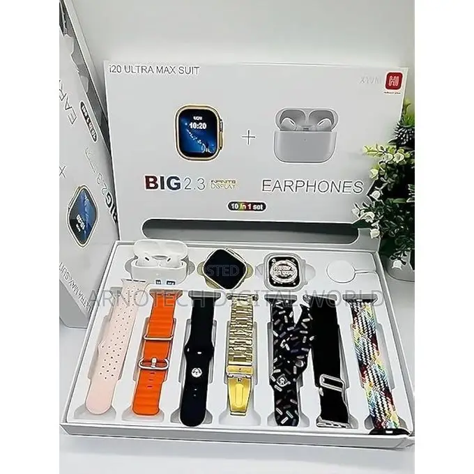 I20 Smart Watch Wireless Earphones Assorted 7 Strap Max Suit 10-in-1