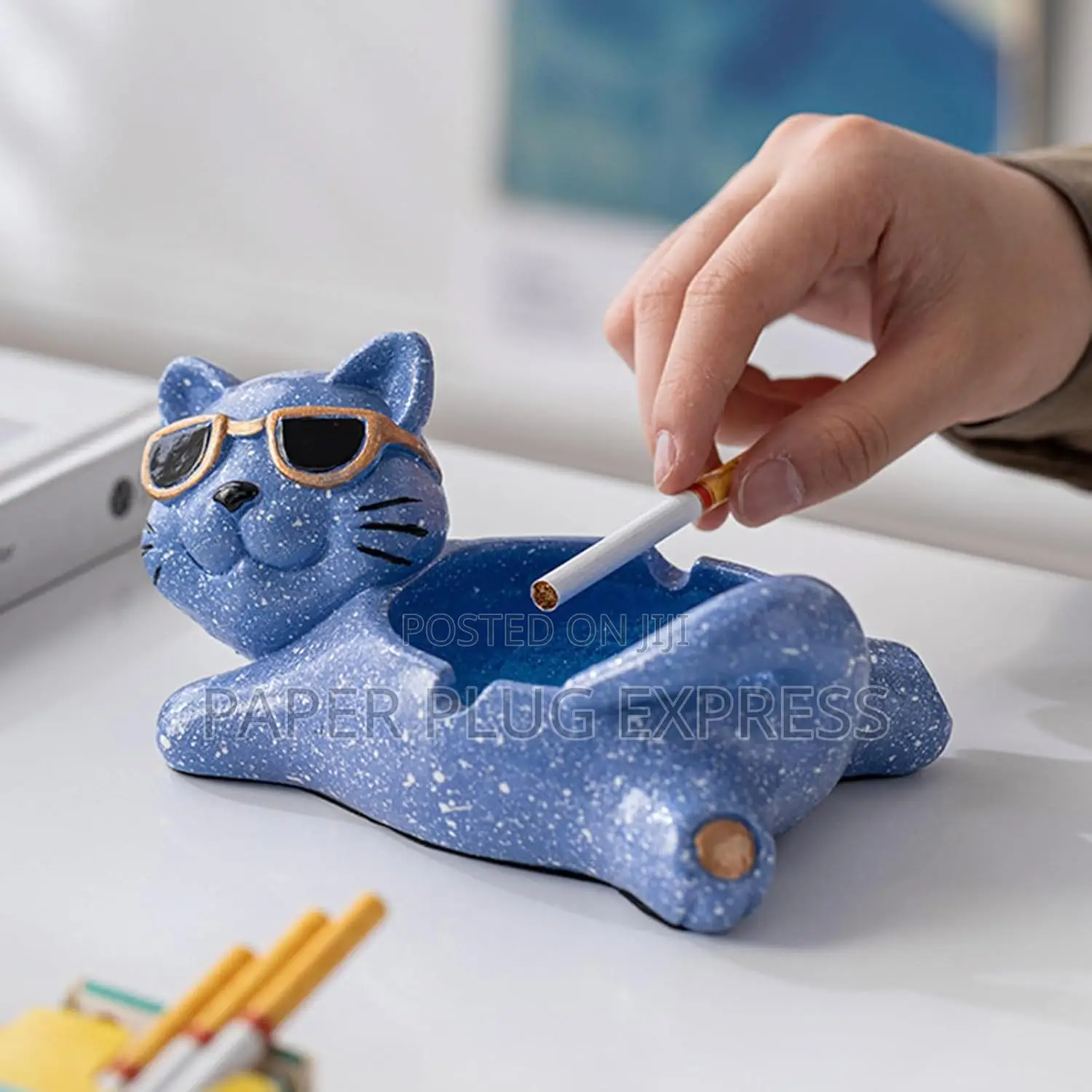 Classic Ceramic Tabletop Ashtray - Cool Cat