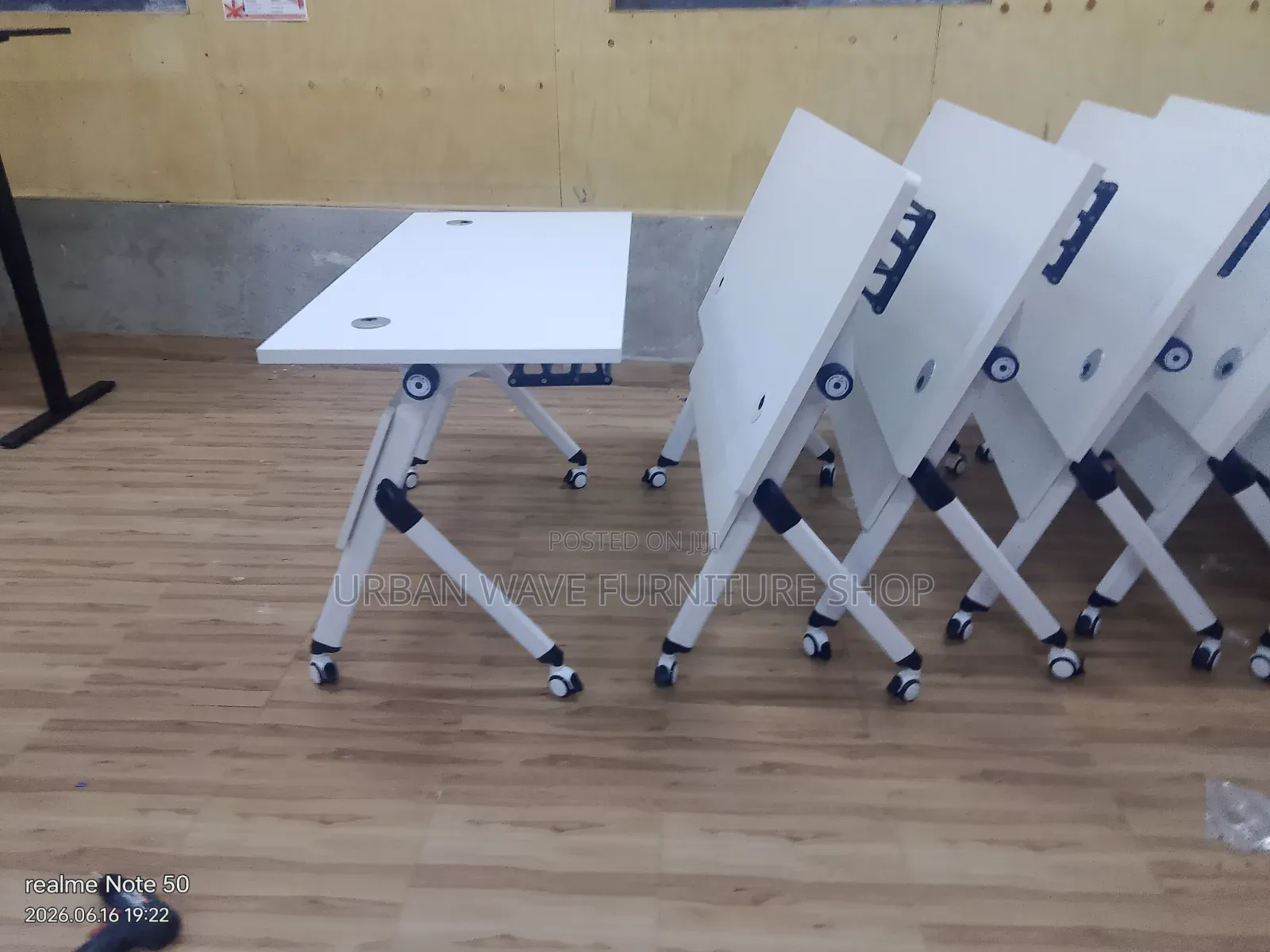 White Foldable Office Training Desk Available