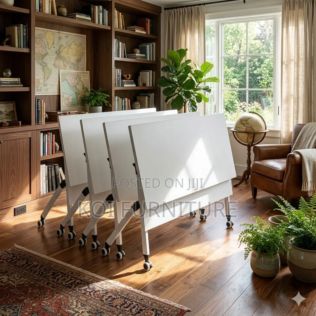 Office Desk; White Foldable Office Movable Desk