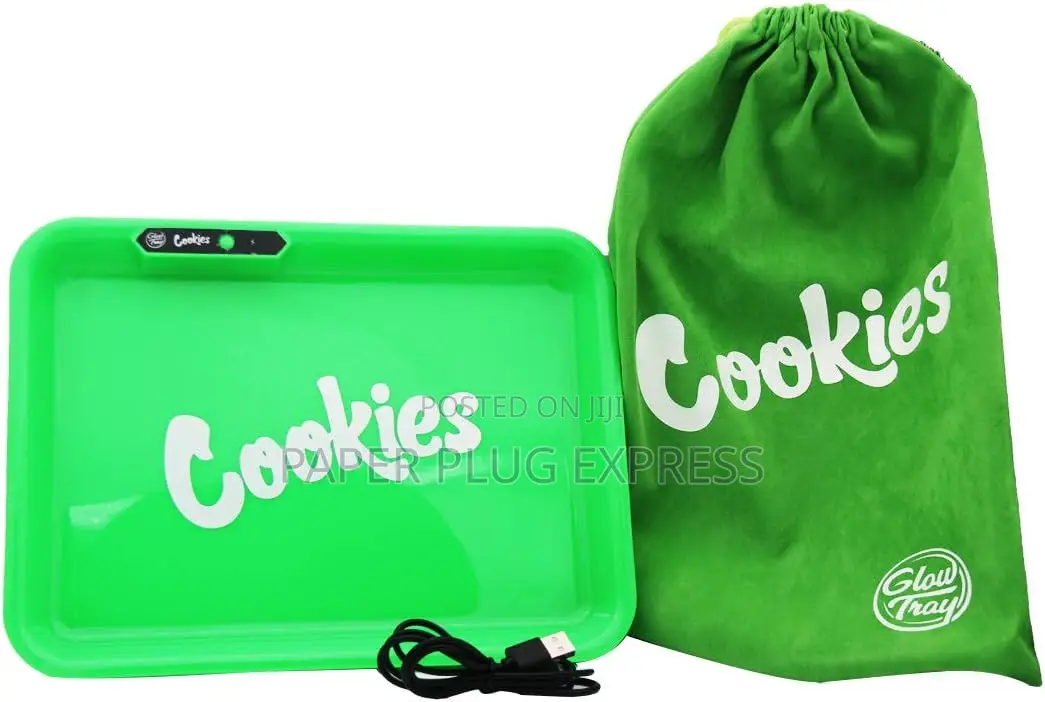 Cookies Rechargeable Led Rolling Tray - Green