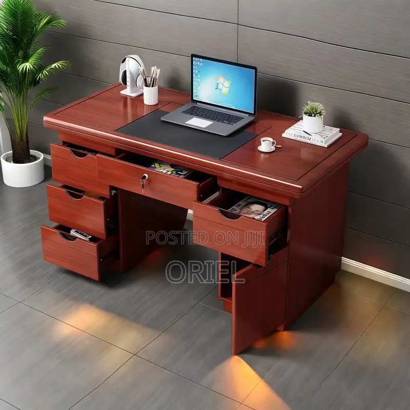 Office Desk : Executive Mahogany Office Desk With Drawers