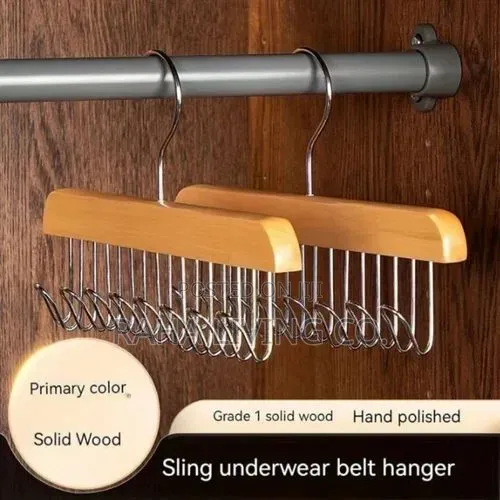 Wooden Hanger With 360° Rotating Hooks | Space Saving