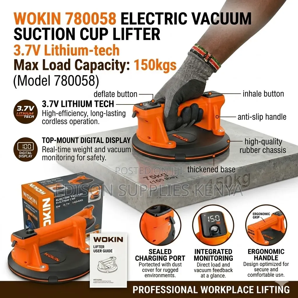 Wokin Electric Vacuum Suction Cup Glass Lifter Suck Dent Puller 150kg