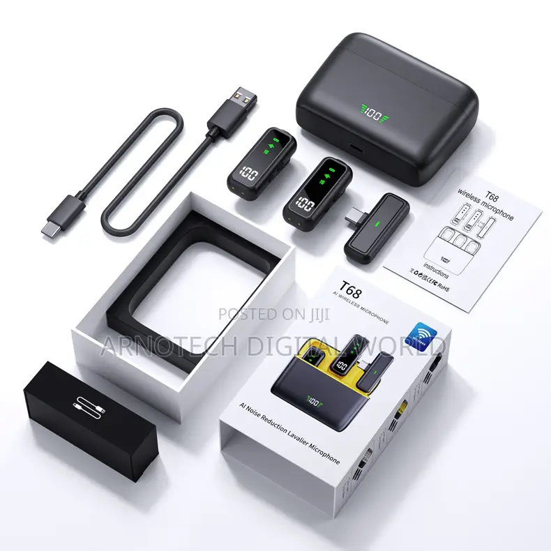 T68 Noise Reduction Lapel Lavalier Microphone With Charging Case