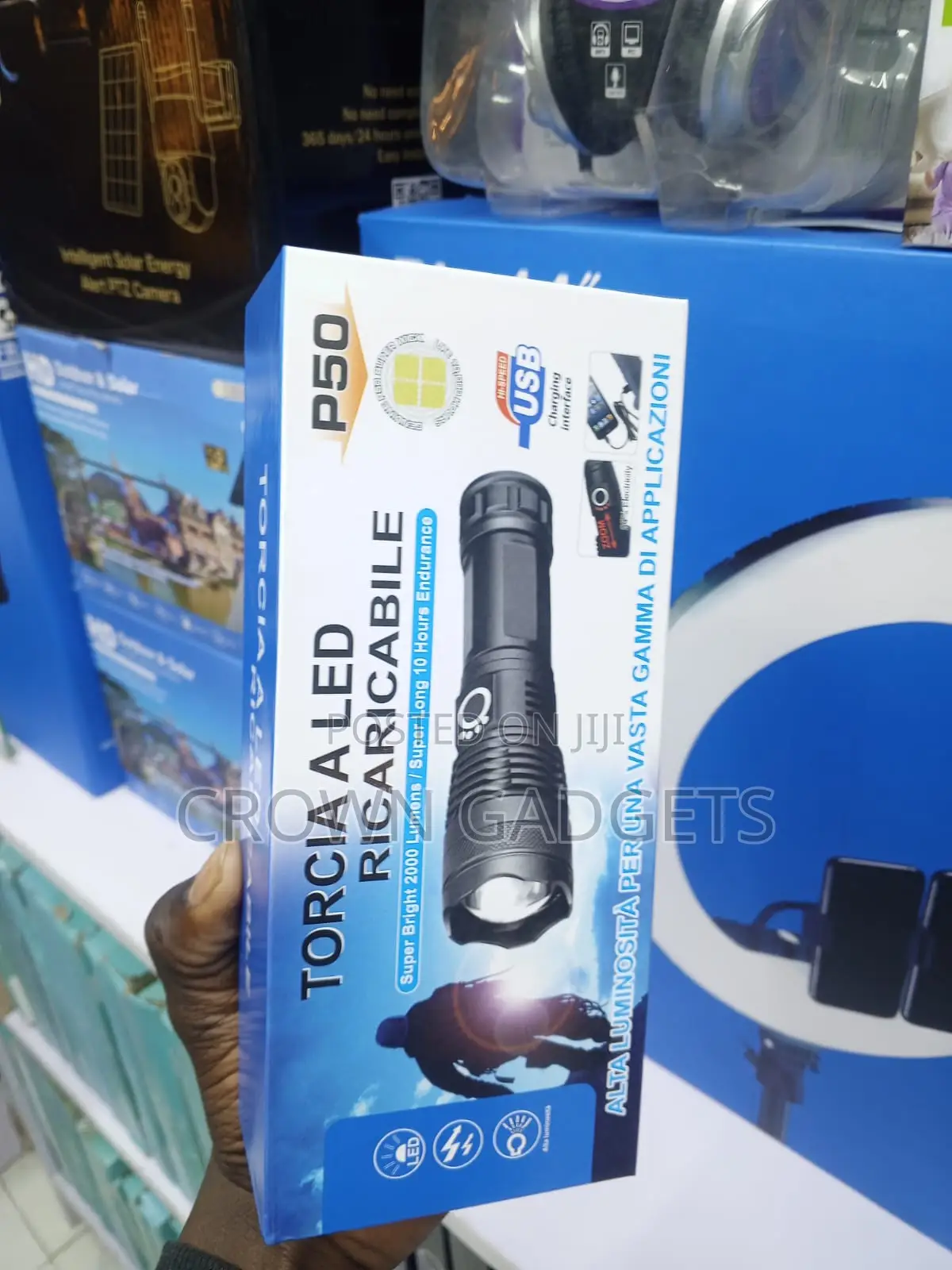 Torcia P50 High Power Led Flashlight Rechargeable Usb Torch