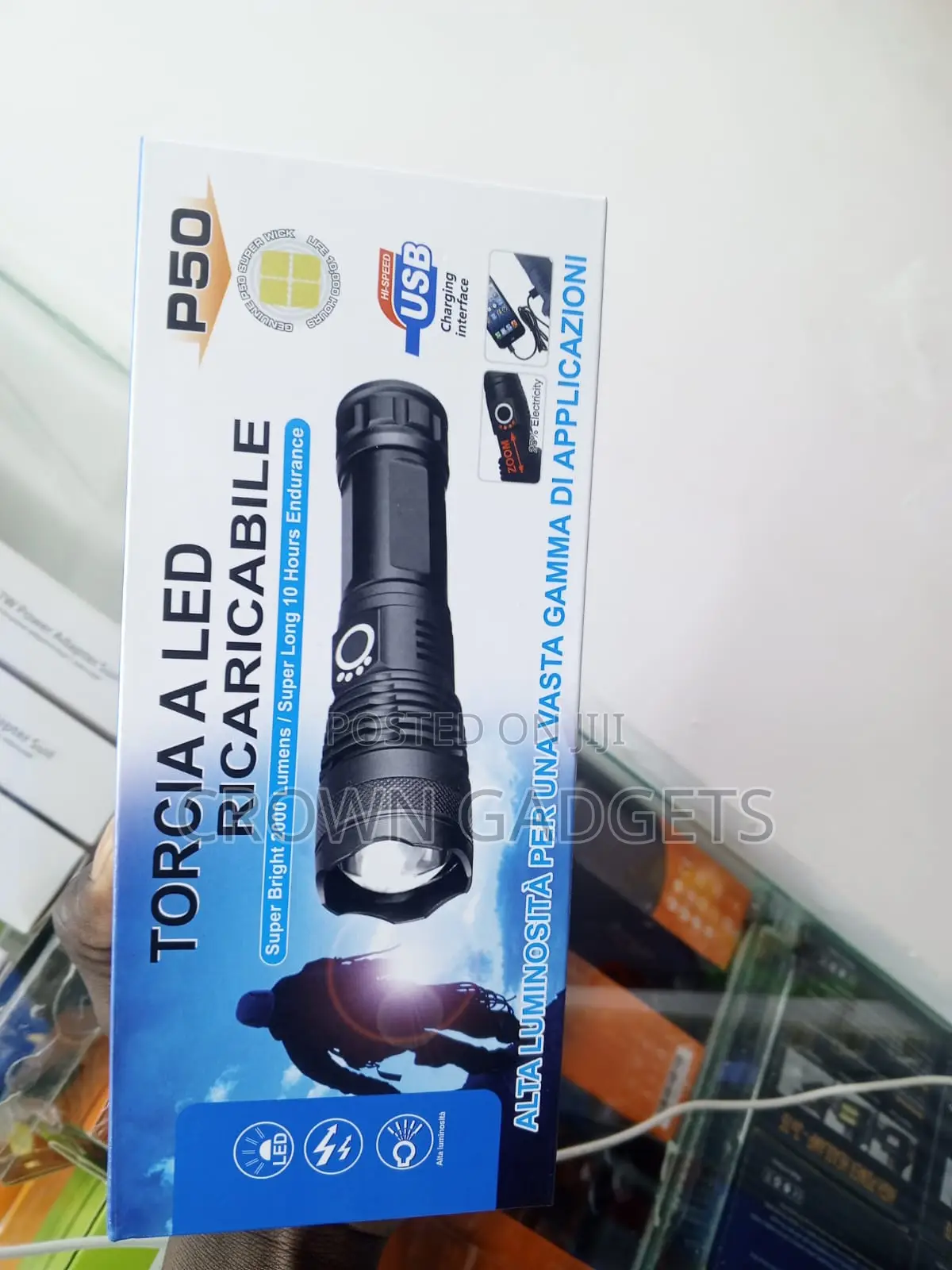 Torcia P50 High Power Led Flashlight Rechargeable Usb Torch