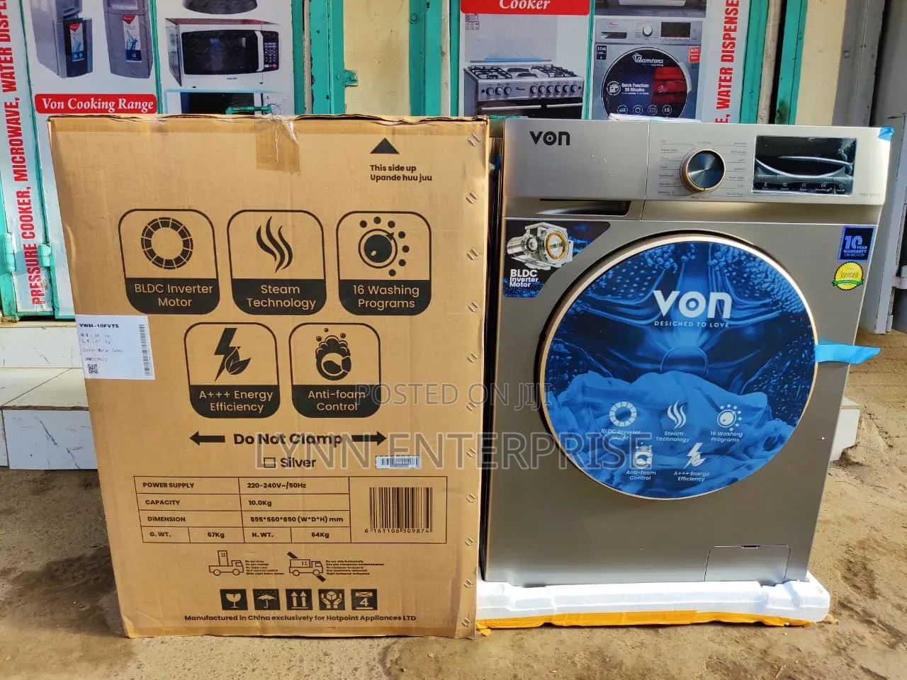*Von Washing Machine 10kg Front Load Wash and Spin