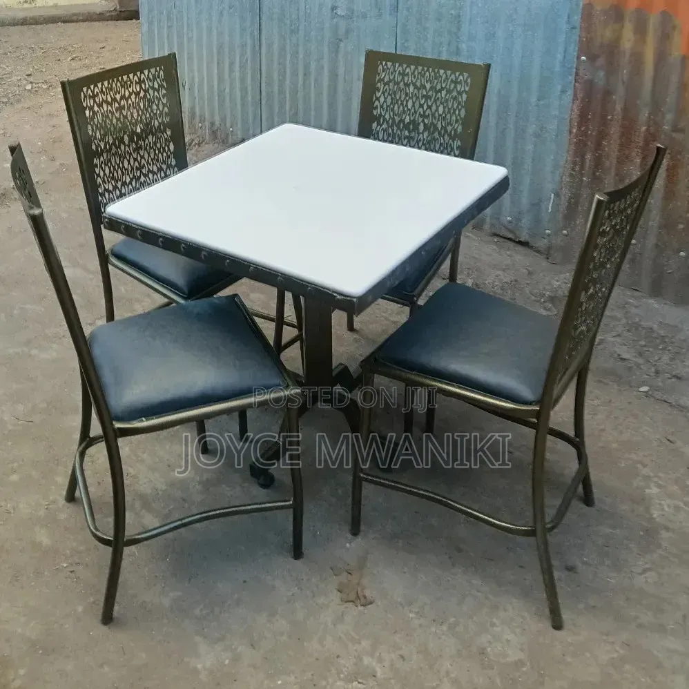 Powdpowder Coated, Restaurant Set With Square Table 