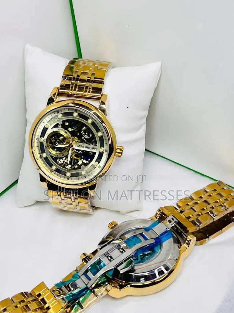 Patek Phlippe Skeleton Automatic Watch. Gold, Silver and Black.