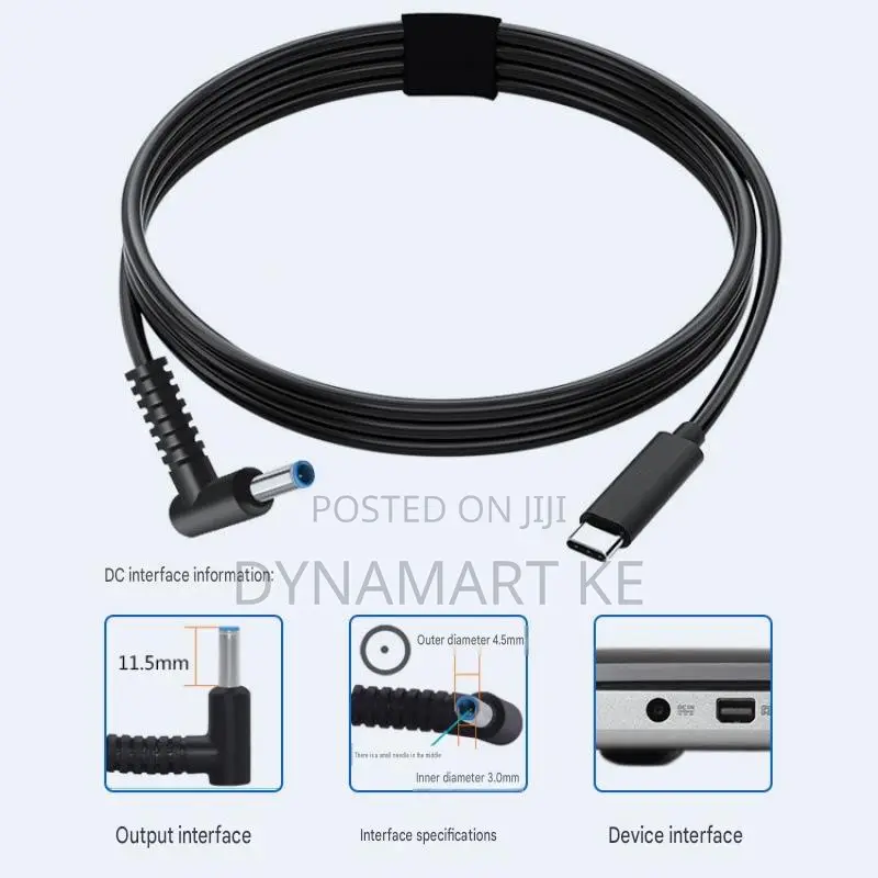 Usb C to Hp 4.5x3.0mm Blue Pin Laptop Charging Cable Pd 65w 20v 3a