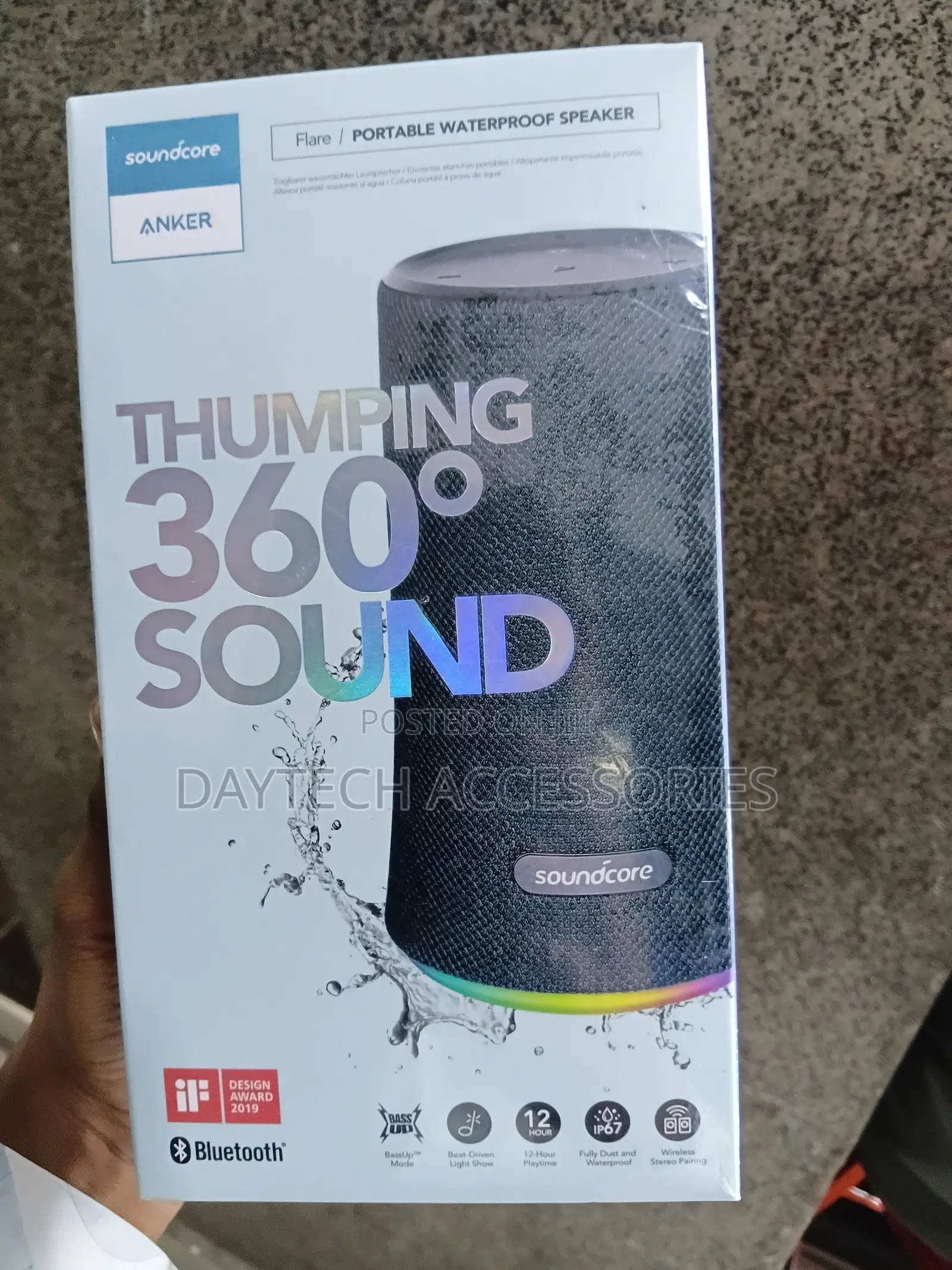 This Is an Anker Soundcore Flare 1 Portable Waterproof Speaker.