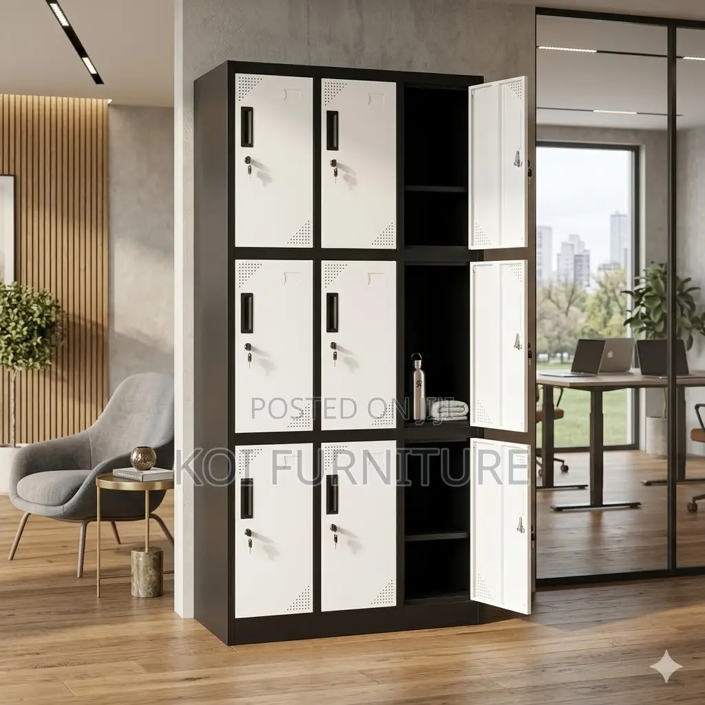 Office Cabinet; Nine Lockers Executive Offices Filings Cabinet