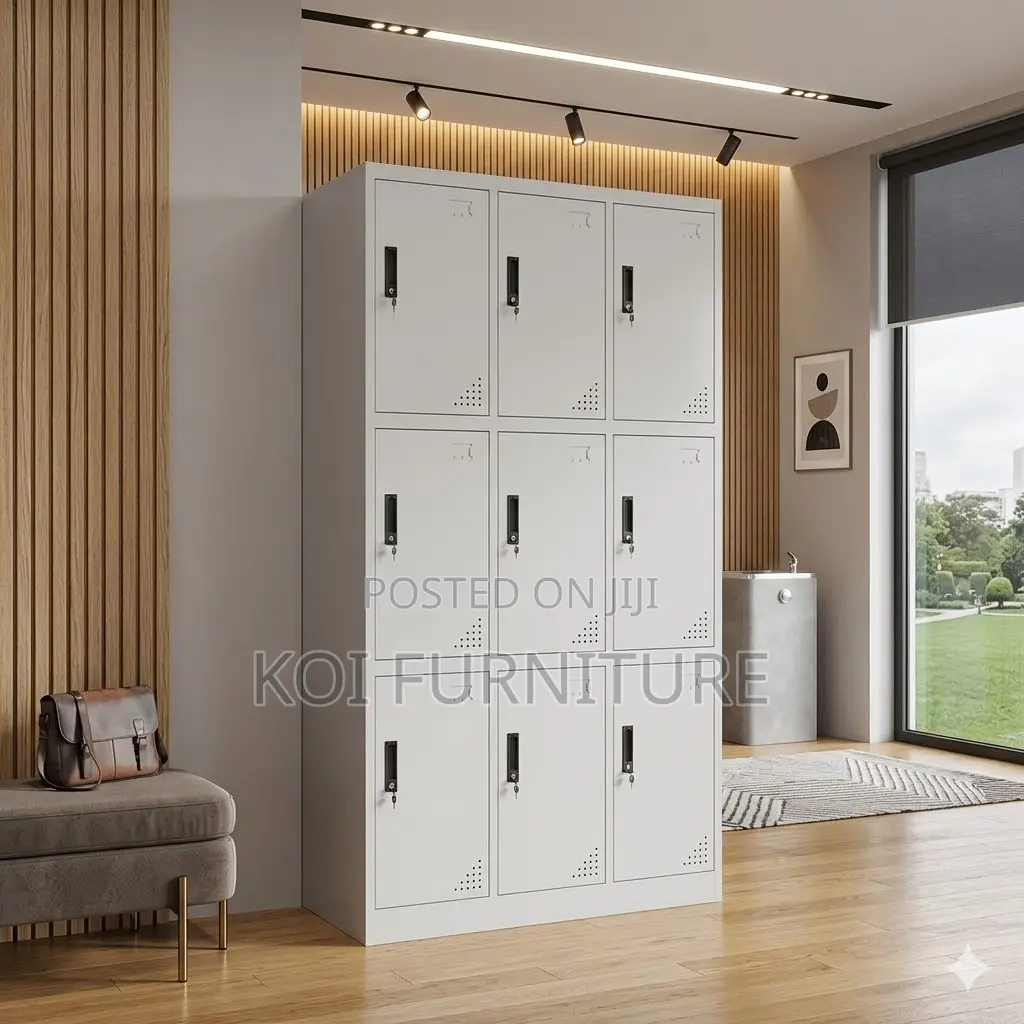 Office Cabinet; Nine Lockers Executive Offices Filings Cabinet