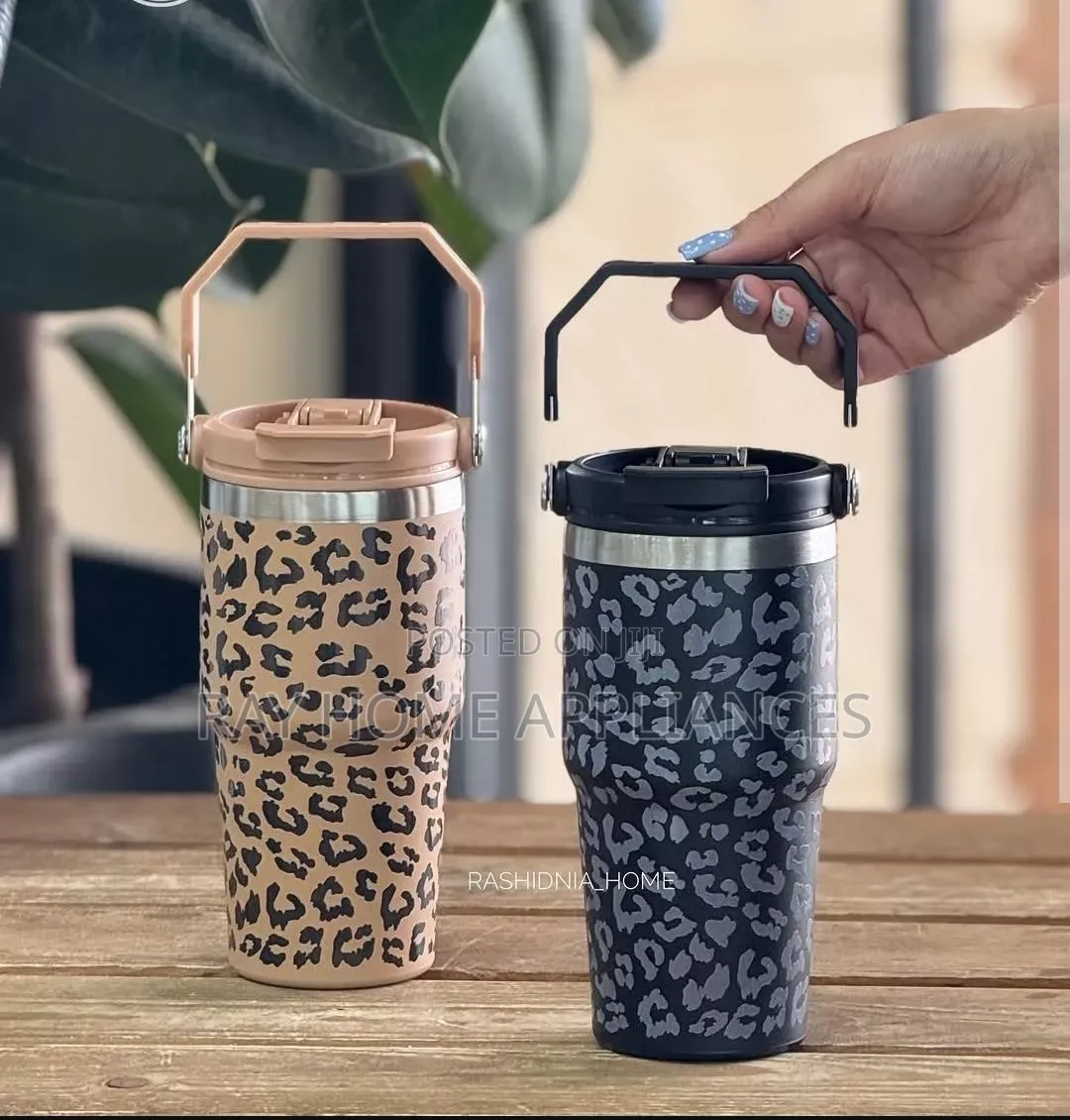 600ml Stainless Steel Tumbler Leopard Print Water Bottle