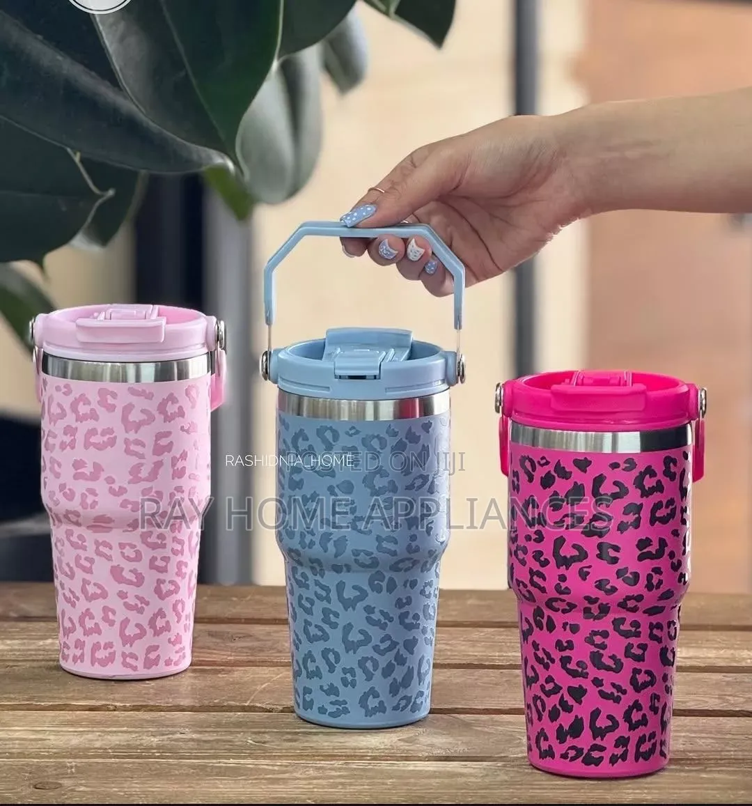 600ml Stainless Steel Tumbler Leopard Print Water Bottle