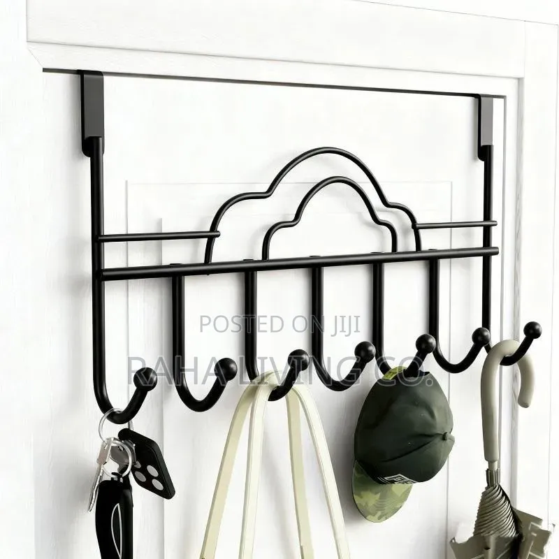 7 Hook Heavy Duty Over the Door Hanger | Black