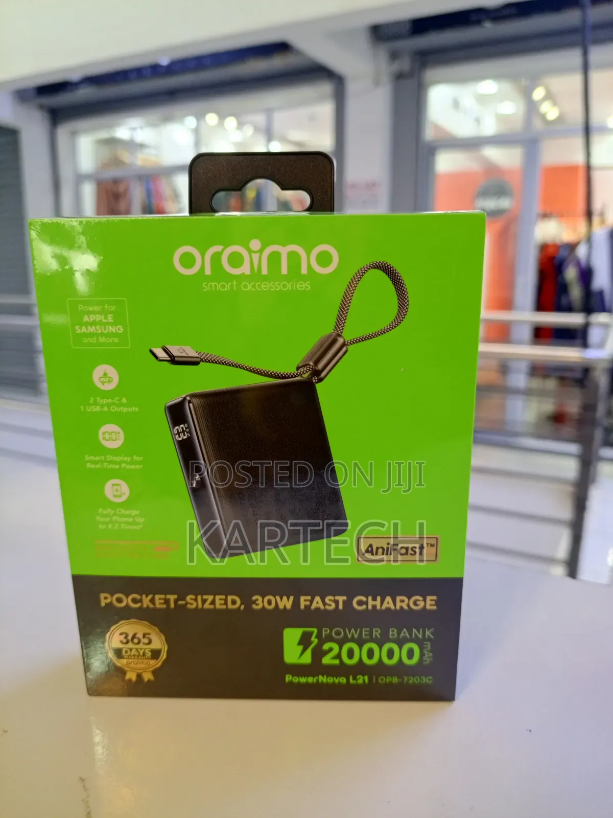 Oraimo Powernova L21 20000mah 30w Fast Charging Power Bank