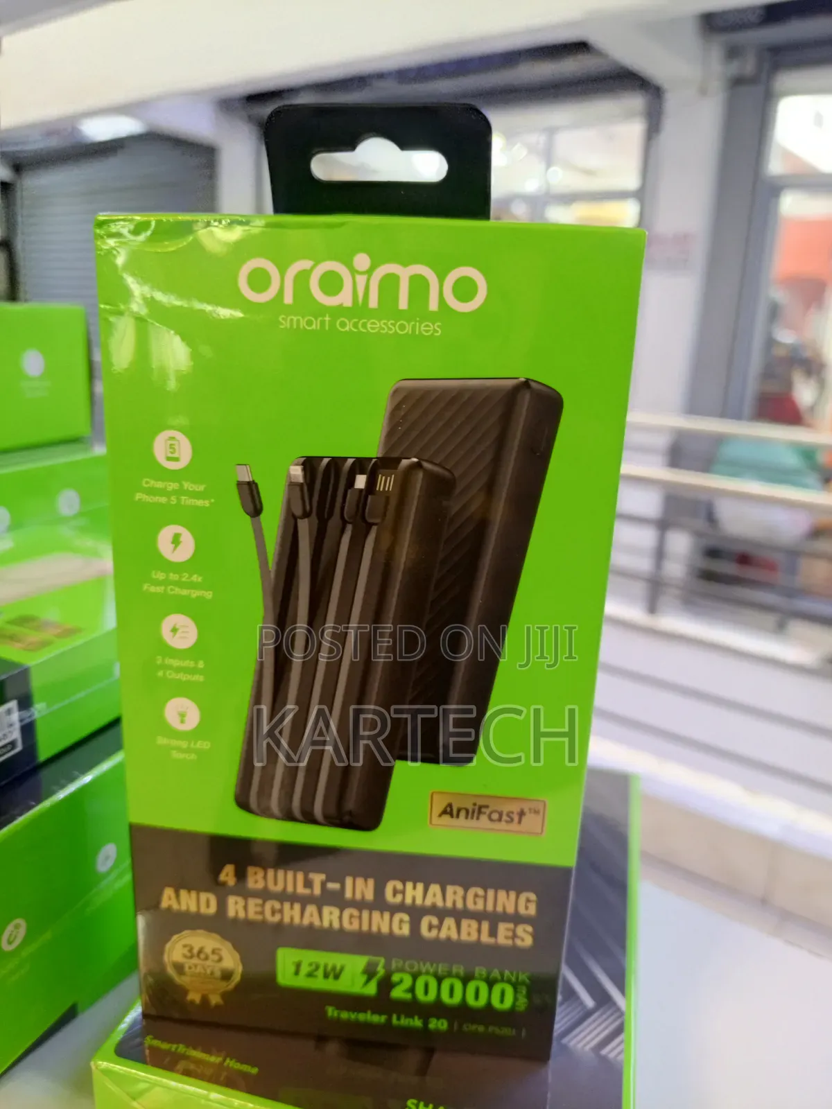 Oraimo Traveler Link 20 20000mah Power Bank With Charging Cables