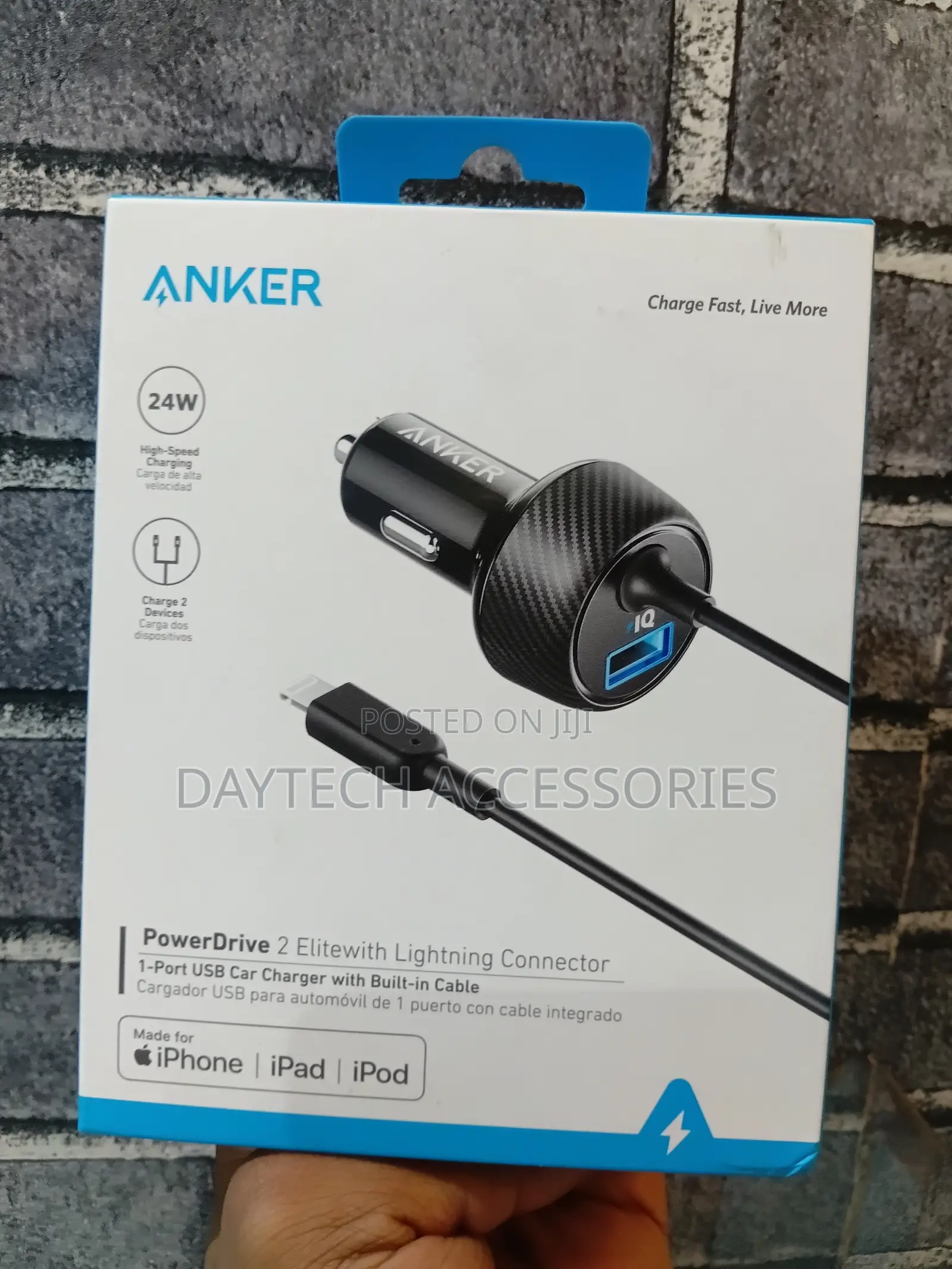 Anker Powerdrive 2 Elite With Lightning Connector Car Charger
