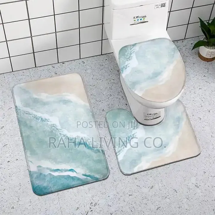 3pc Toilet Bath Mat Set | Bathroom