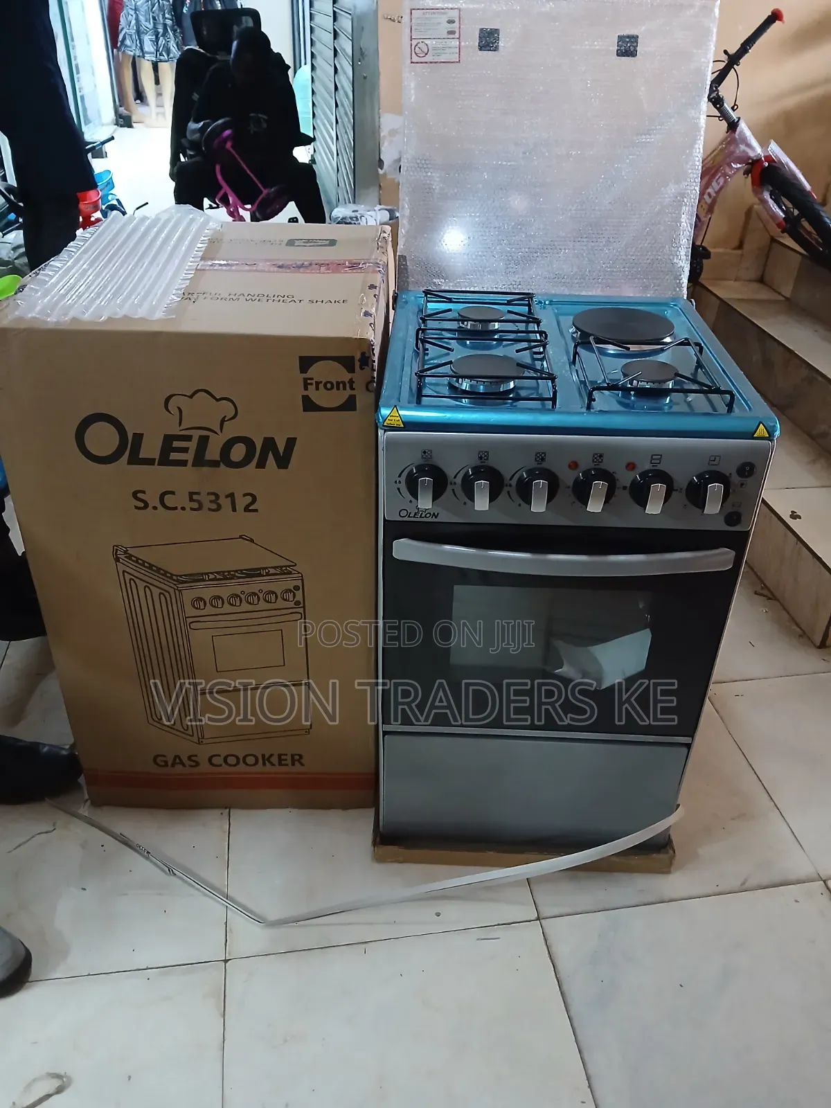 Olelon 50*55cm 3g+1e Standing Cooker With Electric Oven Silver