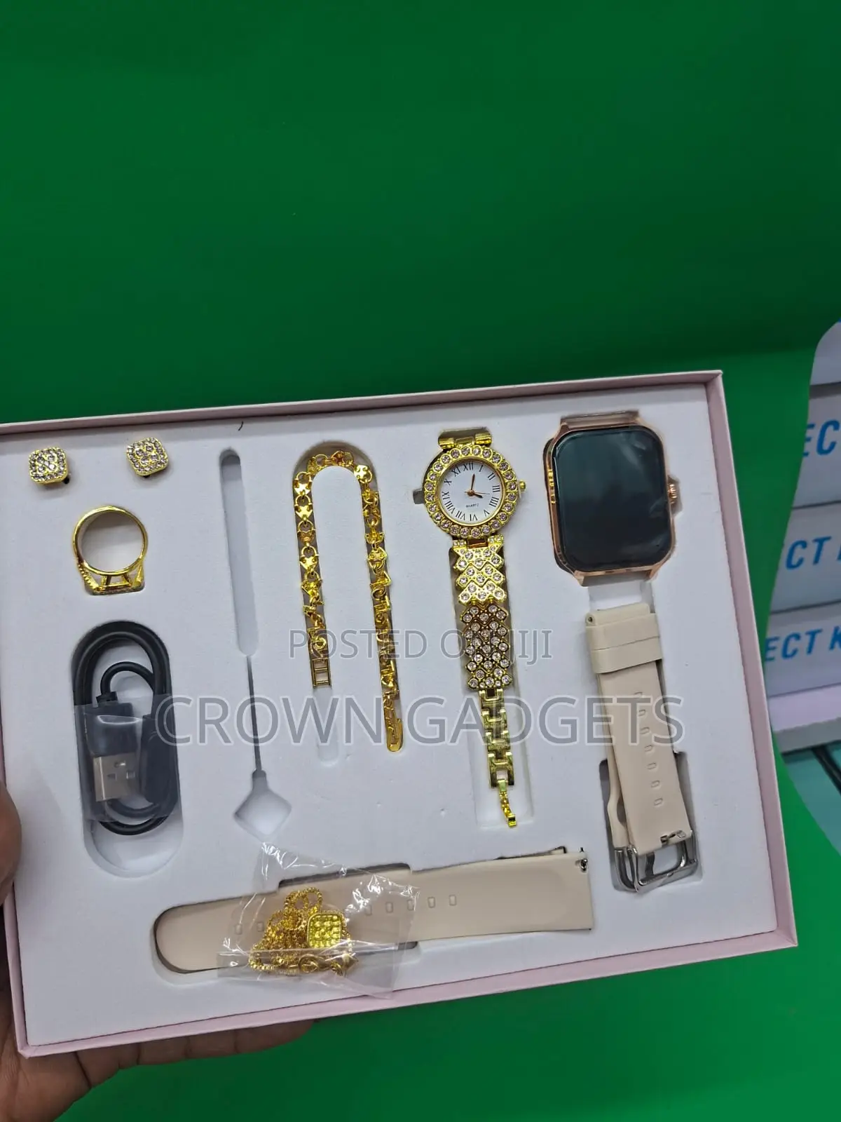 A58 Plus 8 in 1 Smart Watch Set With Necklace and Bracelet