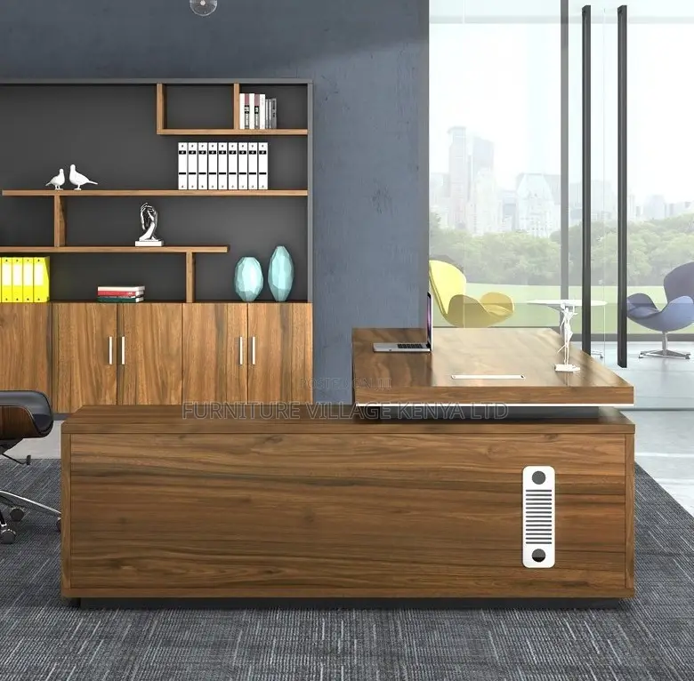 1.8m L-Shaped Wooden Office Desk With Drawers