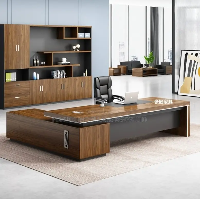 1.8m L-Shaped Wooden Office Desk With Drawers