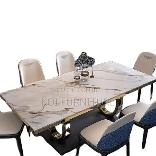 Dining Set; Six Seaters Golden Dining Set