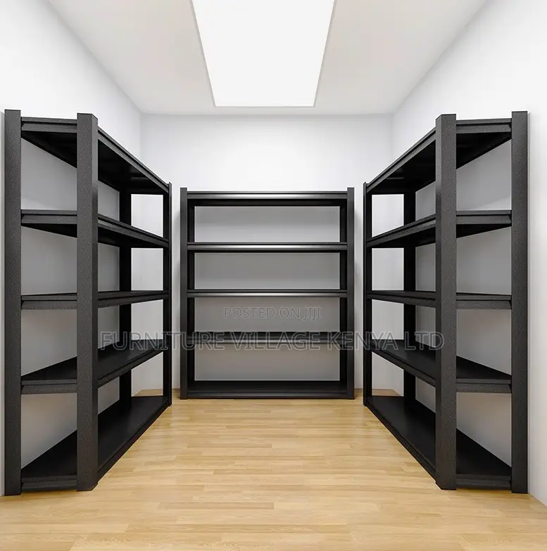 Metal 5-Layer Adjustable Black Steel Storage Rack