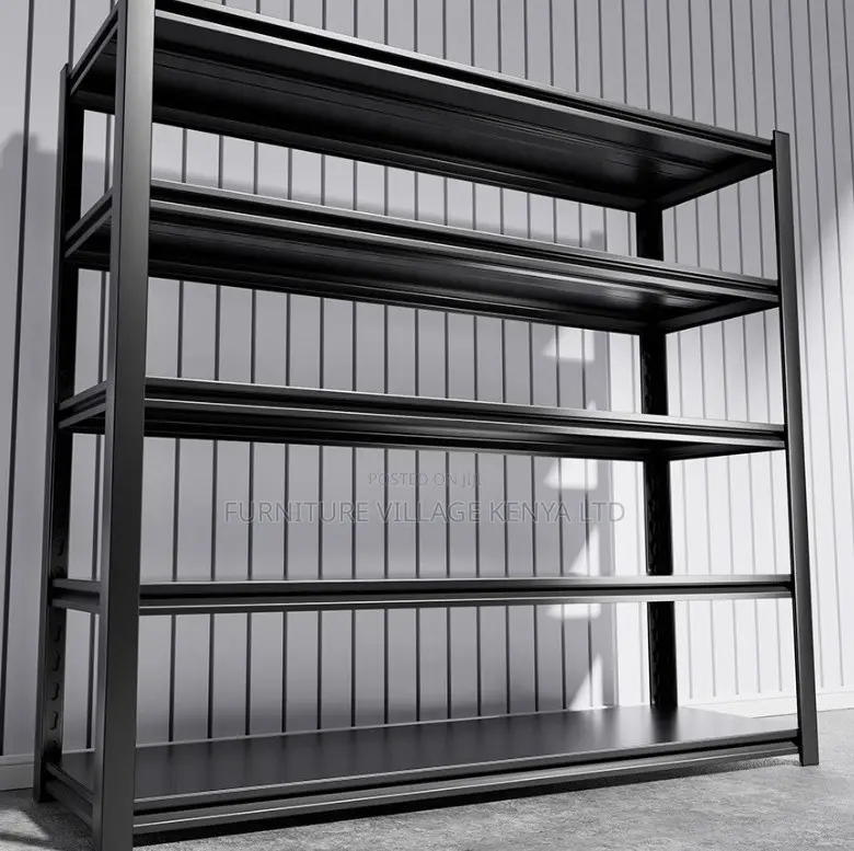Metal 5-Layer Adjustable Black Steel Storage Rack