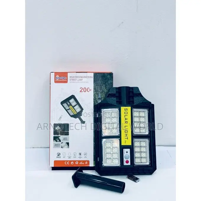 200w Jsot Solar-Powered Ledstreet Lamp With Remote and Mounting Arm