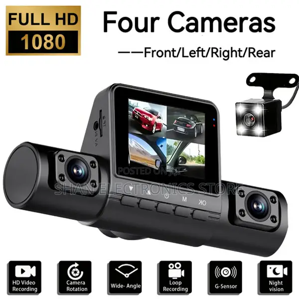 4lens Dash Camera With Wifi Front and Rear Inside Left Right, Dash Cam